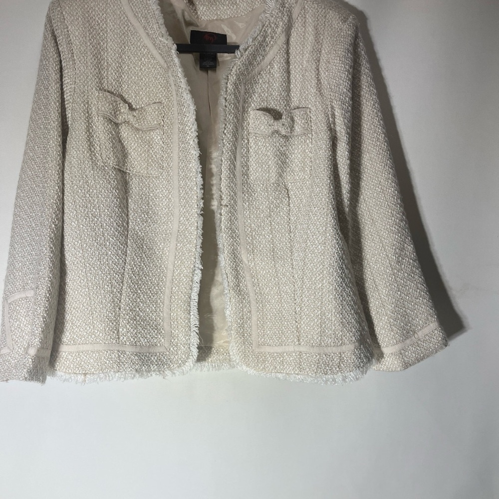 True Meaning Cream Blazer Cropped Open Front - image 3